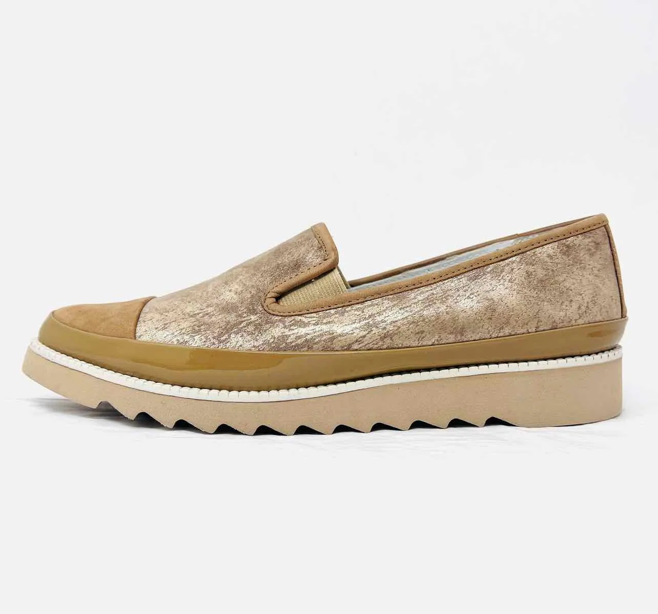Donald Pliner Size 8 Lt Brown Metallic Slip-On Designer Sneakers