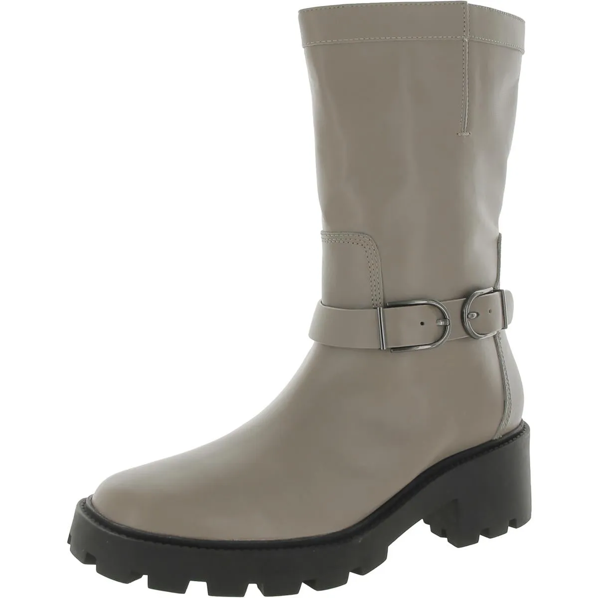 Elle Womens Zipper Block Heel Motorcycle Boots