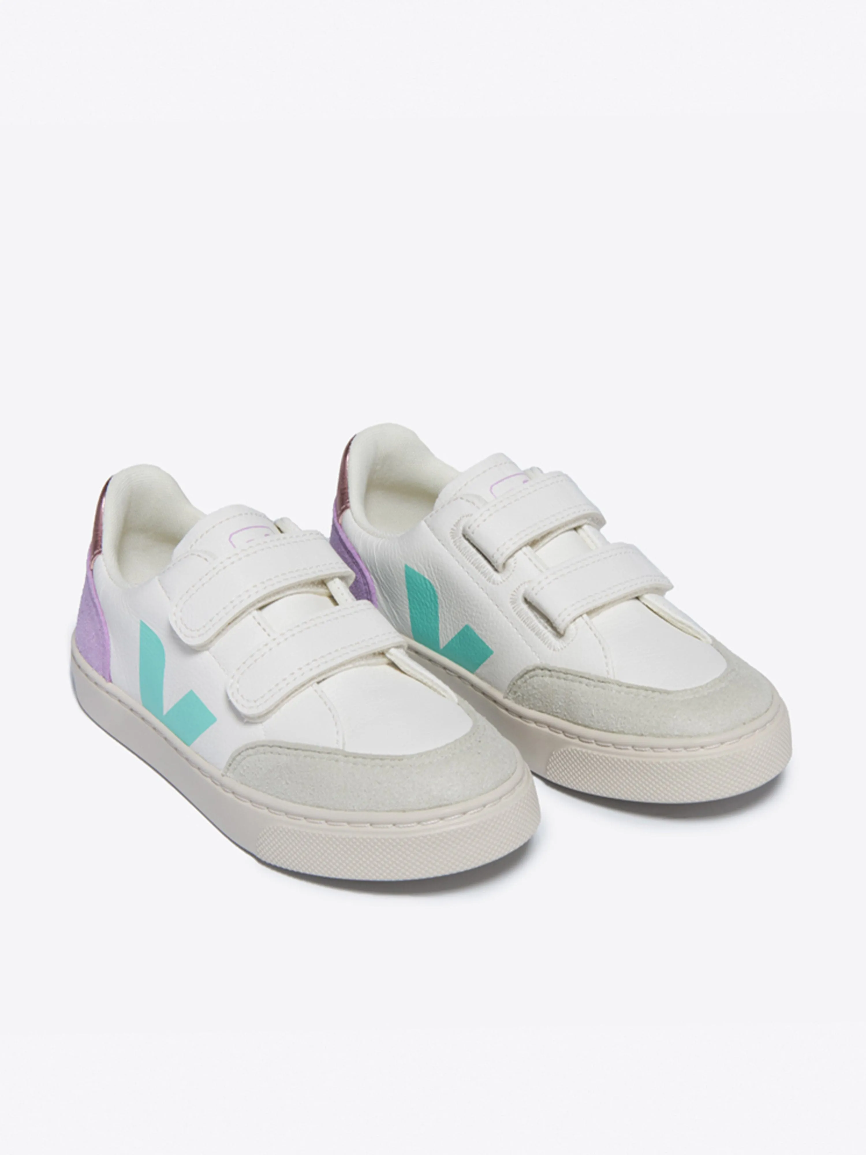 Girls Leather V-12 Trainers in White