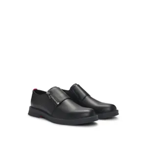 Leather monk shoes with quarter zip
