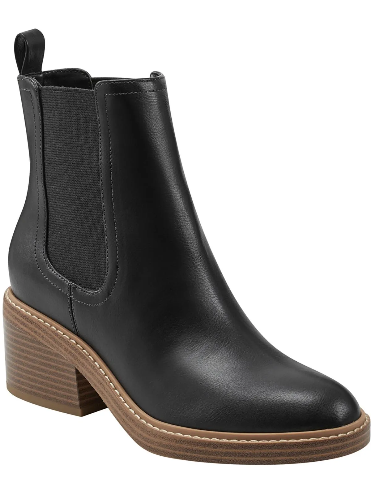 Modesty Womens Faux Leather Stack Heel Ankle Boots