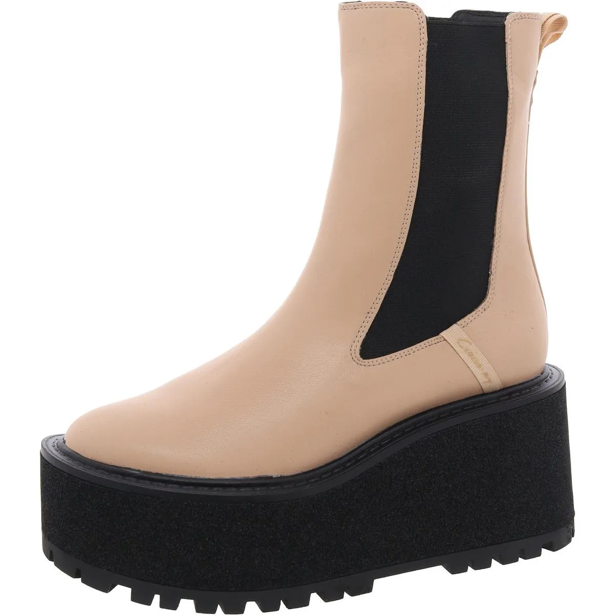 Susan Womens Faux Leather Chunky Chelsea Boots