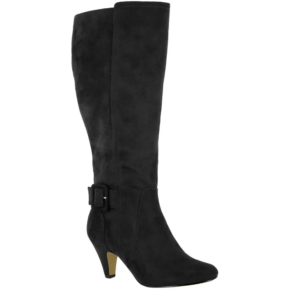 Troy II Plus Womens Faux Suede Wide Calf Mid-Calf Boots
