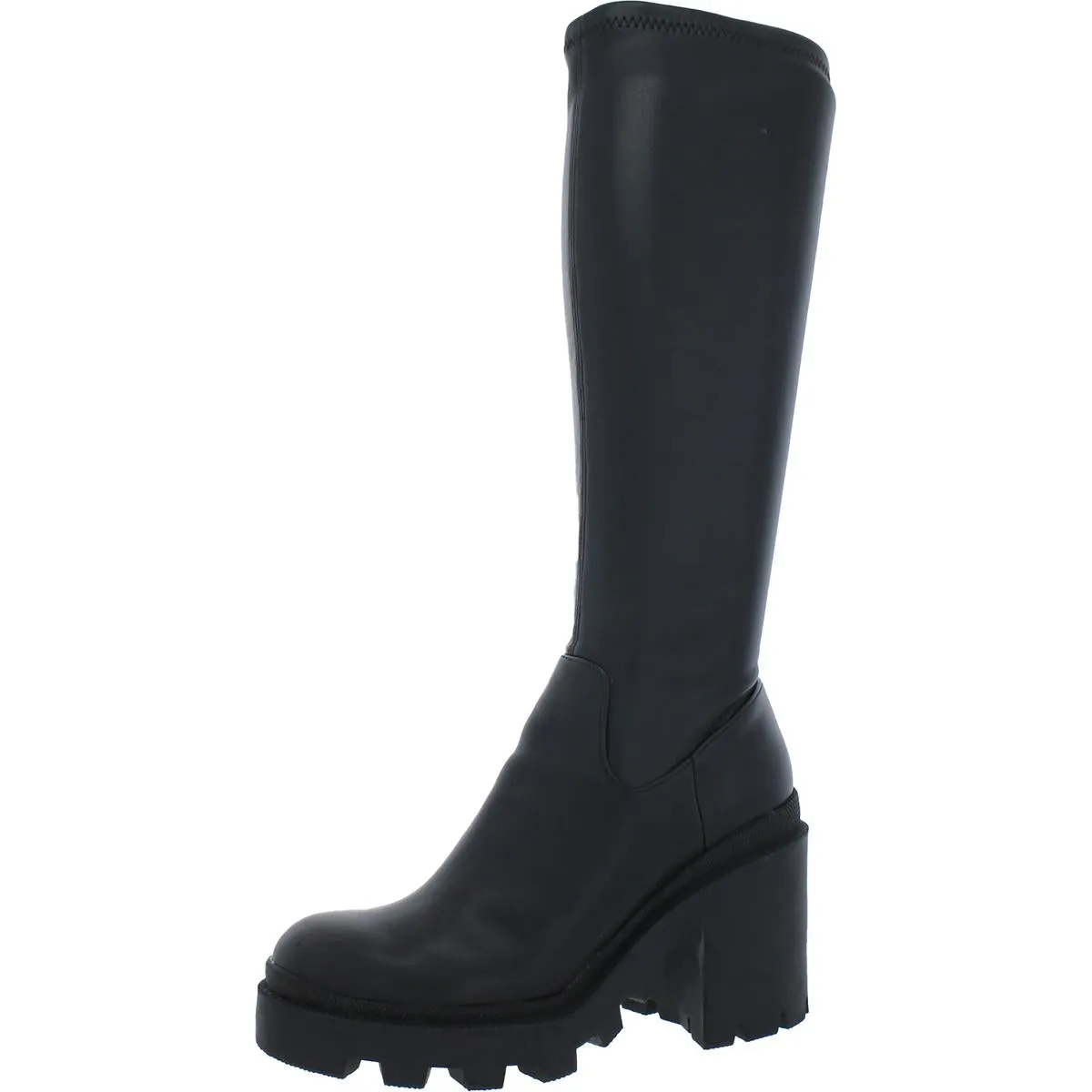 Womens Faux Leather Zipper Knee-High Boots